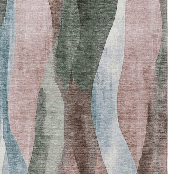 HomeRoots 5' Vibrant Salmon and Denim Blue Abstract Area Rug - Durable, Washable, Indoor/Outdoor Style Essential 9' X 12' 628348