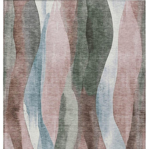 HomeRoots 5' Vibrant Salmon and Denim Blue Abstract Area Rug - Durable, Washable, Indoor/Outdoor Style Essential 10' X 14' 628349