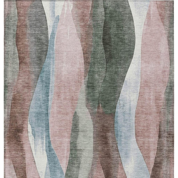 HomeRoots 5' Vibrant Salmon and Denim Blue Abstract Area Rug - Durable, Washable, Indoor/Outdoor Style Essential 10' X 14' 628349