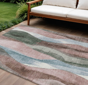 HomeRoots 5' Vibrant Salmon and Denim Blue Abstract Area Rug - Durable, Washable, Indoor/Outdoor Style Essential 10' X 14' 628349