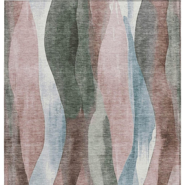 HomeRoots 5' Vibrant Salmon and Denim Blue Abstract Area Rug - Durable, Washable, Indoor/Outdoor Style Essential 10' X 14' 628349