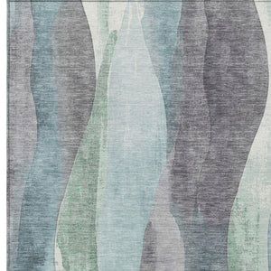HomeRoots 5' Abstract Washable Area Rug in Teal Blue & Fern Green - Stylish Indoor/Outdoor Design for Any Space 8' X 10' 628353