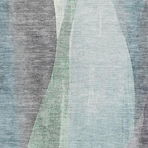 HomeRoots 5' Abstract Washable Area Rug in Teal Blue & Fern Green - Stylish Indoor/Outdoor Design for Any Space 8' X 10' 628353