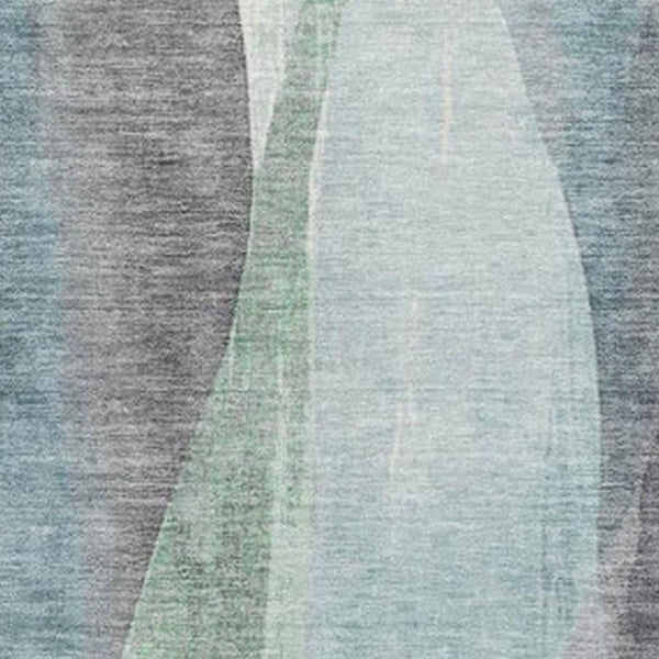 HomeRoots 5' Abstract Washable Area Rug in Teal Blue & Fern Green - Stylish Indoor/Outdoor Design for Any Space 8' X 10' 628353