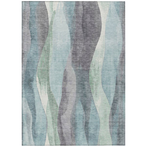 HomeRoots 5' Abstract Washable Area Rug in Teal Blue & Fern Green - Stylish Indoor/Outdoor Design for Any Space 9' X 12' 628354