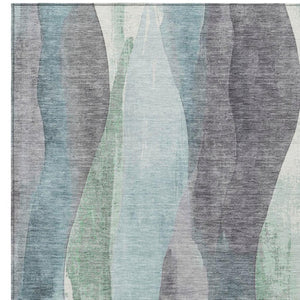 HomeRoots 5' Abstract Washable Area Rug in Teal Blue & Fern Green - Stylish Indoor/Outdoor Design for Any Space 10' X 14' 628355