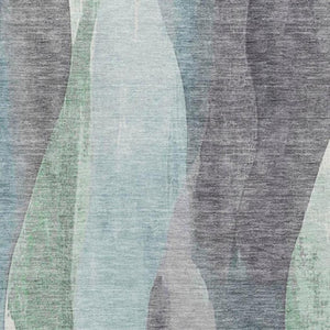 HomeRoots 5' Abstract Washable Area Rug in Teal Blue & Fern Green - Stylish Indoor/Outdoor Design for Any Space 10' X 14' 628355