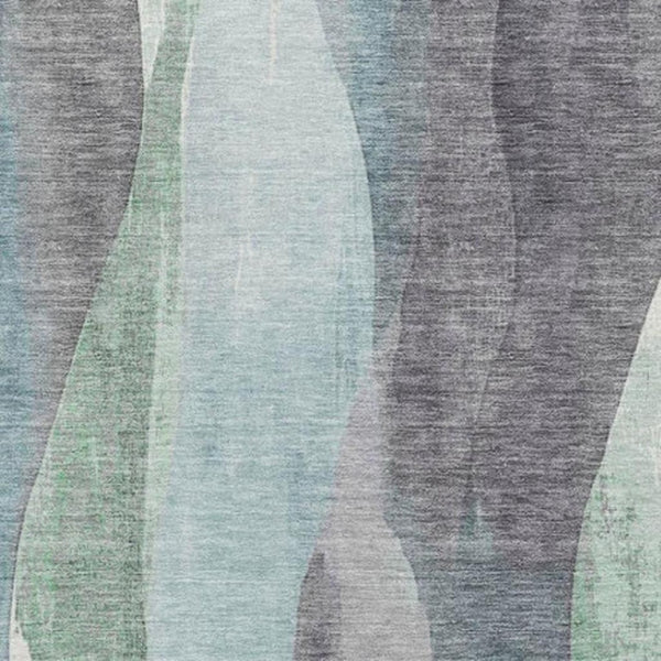 HomeRoots 5' Abstract Washable Area Rug in Teal Blue & Fern Green - Stylish Indoor/Outdoor Design for Any Space 10' X 14' 628355