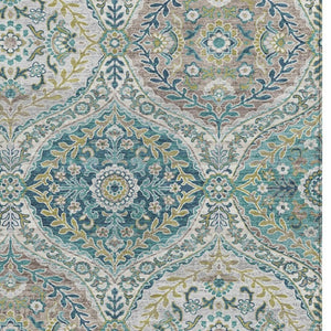 HomeRoots 5' Elegant Washable Area Rug in Teal and Fern Green Floral Design for Indoor & Outdoor Spaces 8' X 10' 628371