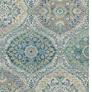 HomeRoots 5' Elegant Washable Area Rug in Teal and Fern Green Floral Design for Indoor & Outdoor Spaces 9' X 12' 628372