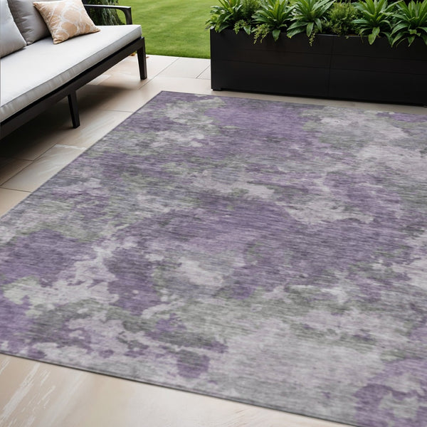 HomeRoots 5' Purple and Gray Abstract Area Rug - Stylish, Washable Design Perfect for Indoor and Outdoor Spaces 5' X 8' 628393