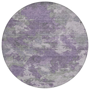 HomeRoots 5' Purple and Gray Abstract Area Rug - Stylish, Washable Design Perfect for Indoor and Outdoor Spaces 8' Round 628394