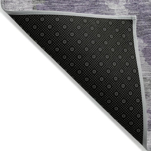 HomeRoots 5' Purple and Gray Abstract Area Rug - Stylish, Washable Design Perfect for Indoor and Outdoor Spaces 8' Round 628394