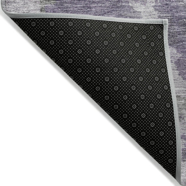 HomeRoots 5' Purple and Gray Abstract Area Rug - Stylish, Washable Design Perfect for Indoor and Outdoor Spaces 8' Round 628394