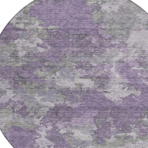 HomeRoots 5' Purple and Gray Abstract Area Rug - Stylish, Washable Design Perfect for Indoor and Outdoor Spaces 8' Round 628394