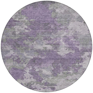 HomeRoots 5' Purple and Gray Abstract Area Rug - Stylish, Washable Design Perfect for Indoor and Outdoor Spaces 8' Round 628394