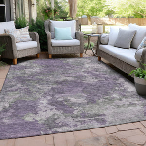 HomeRoots 5' Purple and Gray Abstract Area Rug - Stylish, Washable Design Perfect for Indoor and Outdoor Spaces 8' X 10' 628395