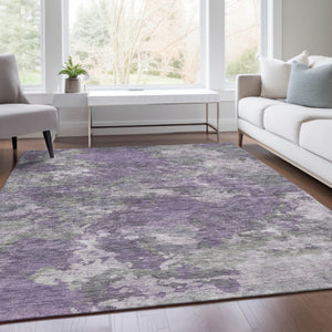 HomeRoots 5' Purple and Gray Abstract Area Rug - Stylish, Washable Design Perfect for Indoor and Outdoor Spaces 8' X 10' 628395