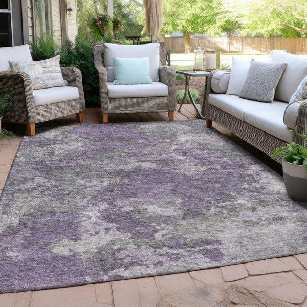 HomeRoots 5' Purple and Gray Abstract Area Rug - Stylish, Washable Design Perfect for Indoor and Outdoor Spaces 9' X 12' 628396