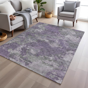HomeRoots 5' Purple and Gray Abstract Area Rug - Stylish, Washable Design Perfect for Indoor and Outdoor Spaces 9' X 12' 628396
