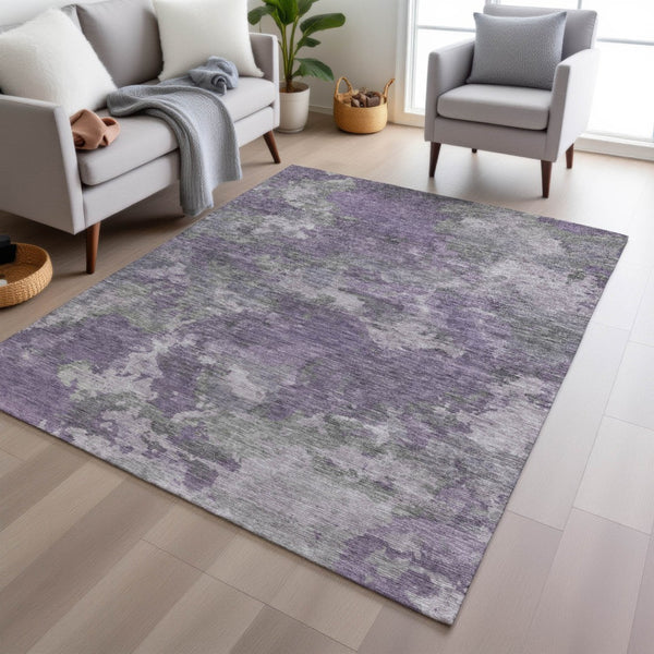 HomeRoots 5' Purple and Gray Abstract Area Rug - Stylish, Washable Design Perfect for Indoor and Outdoor Spaces 10' X 14' 628397