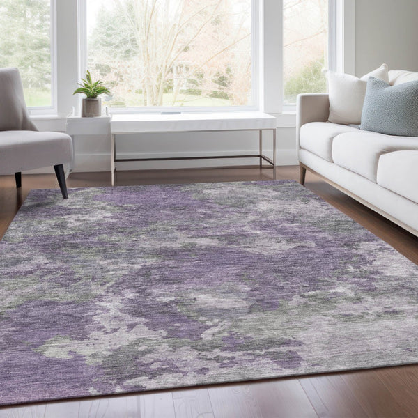HomeRoots 5' Purple and Gray Abstract Area Rug - Stylish, Washable Design Perfect for Indoor and Outdoor Spaces 10' X 14' 628397