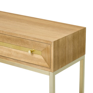 English Elm Trexm Retro Modern Console Table Two Drawers Geometric Matte Black Gold Entryway N715P227910N
