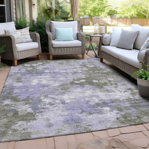 HomeRoots 5' Modern Abstract Lavender and Taupe Washable Area Rug for Indoor and Outdoor Durability 5' X 8' 628405