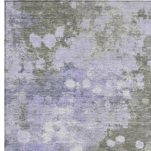 HomeRoots 5' Modern Abstract Lavender and Taupe Washable Area Rug for Indoor and Outdoor Durability 5' X 8' 628405