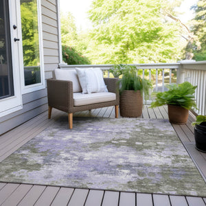 HomeRoots 5' Modern Abstract Lavender and Taupe Washable Area Rug for Indoor and Outdoor Durability 5' X 8' 628405