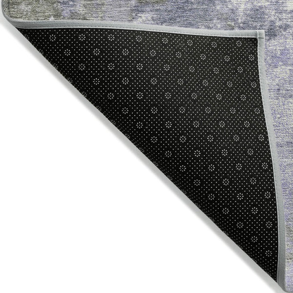 HomeRoots 5' Modern Abstract Lavender and Taupe Washable Area Rug for Indoor and Outdoor Durability 8' Round 628406