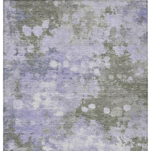 HomeRoots 5' Modern Abstract Lavender and Taupe Washable Area Rug for Indoor and Outdoor Durability 9' X 12' 628408