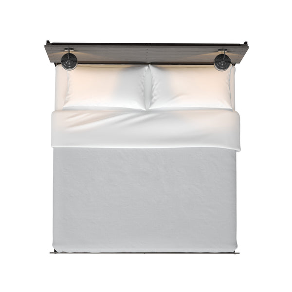 English Elm Wallace & Bay - Brown King Bed With Lights – Modern Farmhouse Stone Brown Wood Frame, Built-In LED Lighting & Easy Care B361S00011