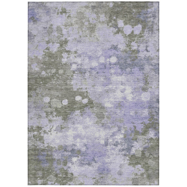 HomeRoots 5' Modern Abstract Lavender and Taupe Washable Area Rug for Indoor and Outdoor Durability 10' X 14' 628409