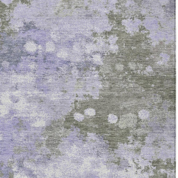 HomeRoots 5' Modern Abstract Lavender and Taupe Washable Area Rug for Indoor and Outdoor Durability 10' X 14' 628409