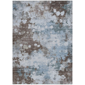 HomeRoots 5' Sky Blue and Brown Abstract Indoor Outdoor Area Rug - Versatile, Durable, Washable Floor Covering 8' X 10' 628419