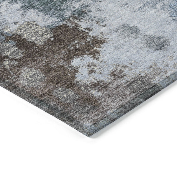 HomeRoots 5' Sky Blue and Brown Abstract Indoor Outdoor Area Rug - Versatile, Durable, Washable Floor Covering 8' X 10' 628419