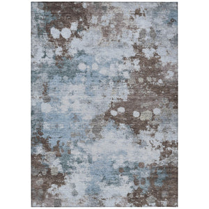 HomeRoots 5' Sky Blue and Brown Abstract Indoor Outdoor Area Rug - Versatile, Durable, Washable Floor Covering 9' X 12' 628420