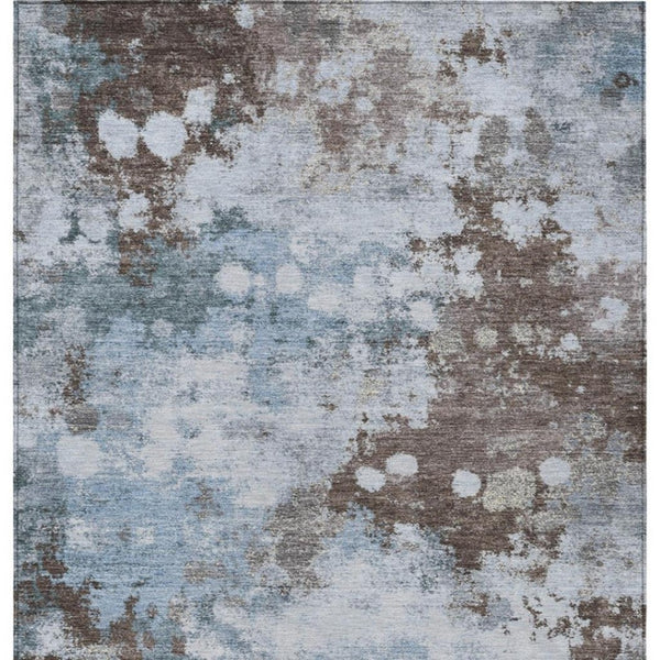 HomeRoots 5' Sky Blue and Brown Abstract Indoor Outdoor Area Rug - Versatile, Durable, Washable Floor Covering 9' X 12' 628420