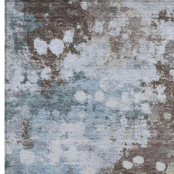HomeRoots 5' Sky Blue and Brown Abstract Indoor Outdoor Area Rug - Versatile, Durable, Washable Floor Covering 10' X 14' 628421