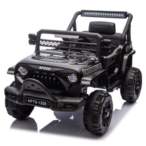 English Elm 12v Kids Electric Ride on Truck with Parental Remote Four Wheel Suspension and Led Lights Black W1578P187459