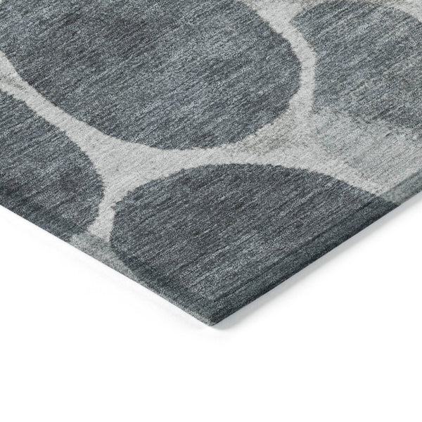 HomeRoots 5' Modern Geometric Washable Area Rug in Soft Pewter Beige and Ivory for Indoor and Outdoor Use 8' X 10' 628437