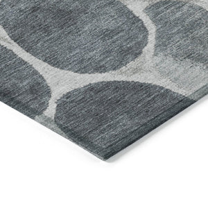 HomeRoots 5' Modern Geometric Washable Area Rug in Soft Pewter Beige and Ivory for Indoor and Outdoor Use 9' X 12' 628438