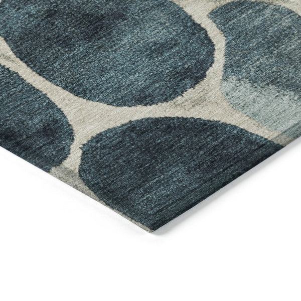 HomeRoots 5' Vibrant Teal Blue and Beige Geometric Indoor/Outdoor Area Rug for Modern Spaces, Washable Design 10' X 14' 628445