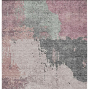 HomeRoots 5' Elegant Blush Sage Charcoal Abstract Washable Area Rug for Indoor and Outdoor Spaces 5' X 8' 628447