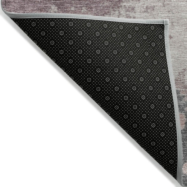 HomeRoots 5' Elegant Blush Sage Charcoal Abstract Washable Area Rug for Indoor and Outdoor Spaces 8' Round 628448