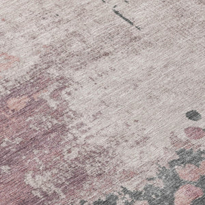 HomeRoots 5' Elegant Blush Sage Charcoal Abstract Washable Area Rug for Indoor and Outdoor Spaces 8' Round 628448
