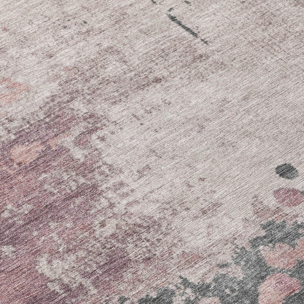 HomeRoots 5' Elegant Blush Sage Charcoal Abstract Washable Area Rug for Indoor and Outdoor Spaces 8' Round 628448