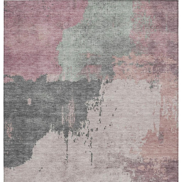 HomeRoots 5' Elegant Blush Sage Charcoal Abstract Washable Area Rug for Indoor and Outdoor Spaces 10' X 14' 628451