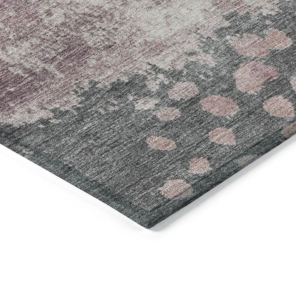 HomeRoots 5' Elegant Blush Sage Charcoal Abstract Washable Area Rug for Indoor and Outdoor Spaces 10' X 14' 628451